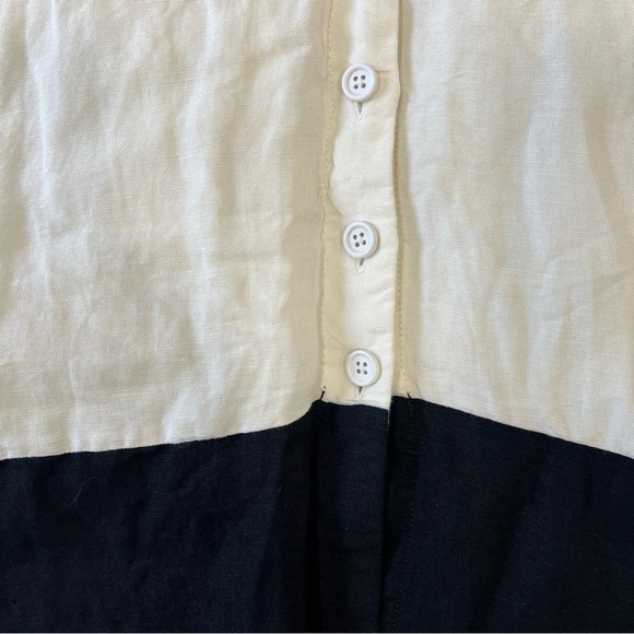 MAEVE ANTHROPOLOGIE COLOR BLOCK LINEN BUTTON FRONT OPEN  BACK MIDI DRESS SMALL - Picture 5 of 13